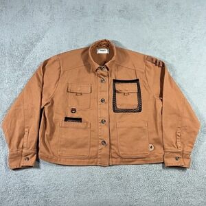 Wondery Outdoors Shirt Jacket Shacket Womens Medium Orange Ryan Cargo Boxy Relax